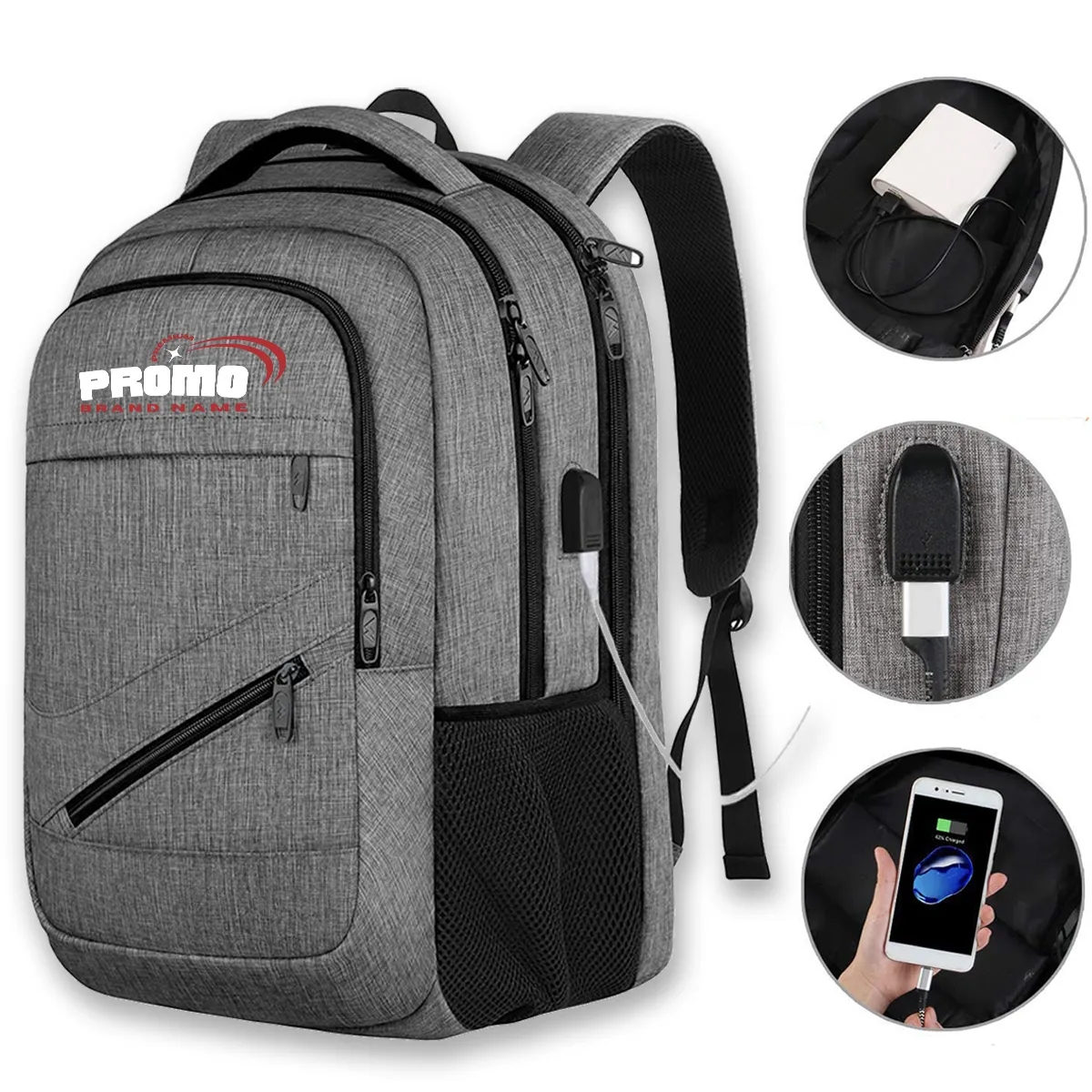 18 Inch Large Capicity Business Laptop Backpacks W/ USB Port 3