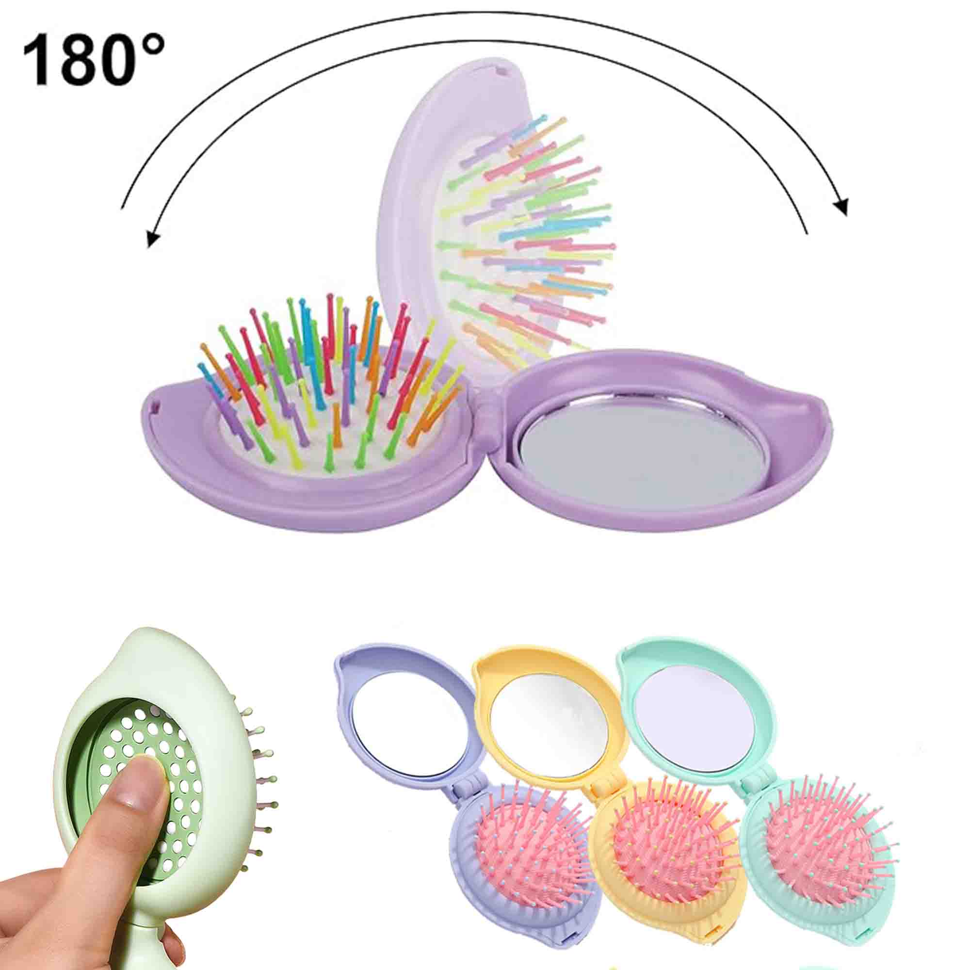 Folding Travel Hair Brush with Mirror 1