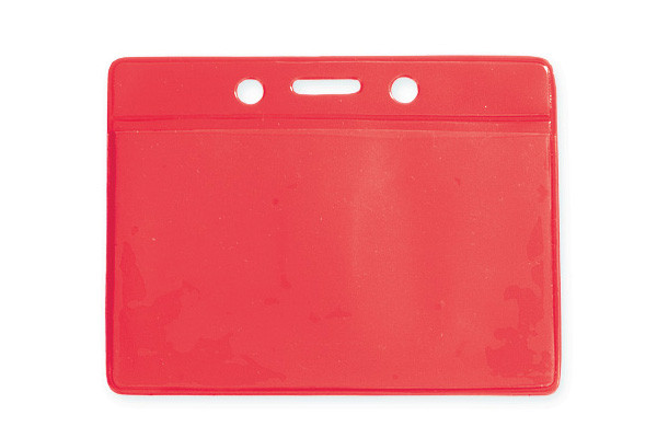 Vinyl Horizontal Color Back Badge Holder (3.75"x 3")(Red) 1