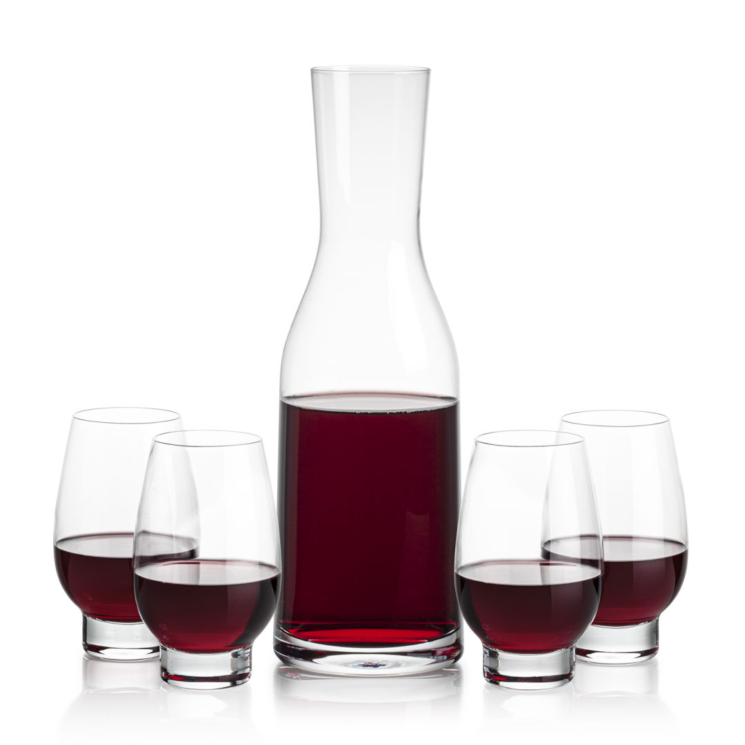 Caldmore Carafe & Glenarden Footed Wine, custom glassware with logo imprint 4