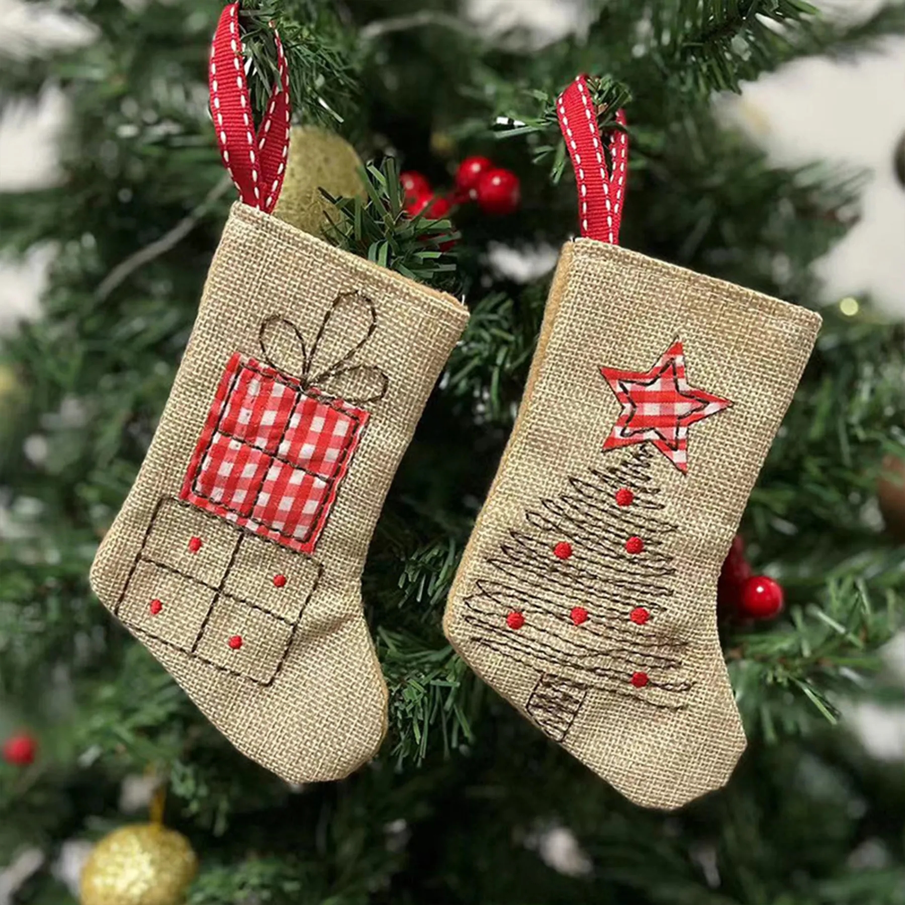 Cotton 12 Christmas Stocking Pendants 2