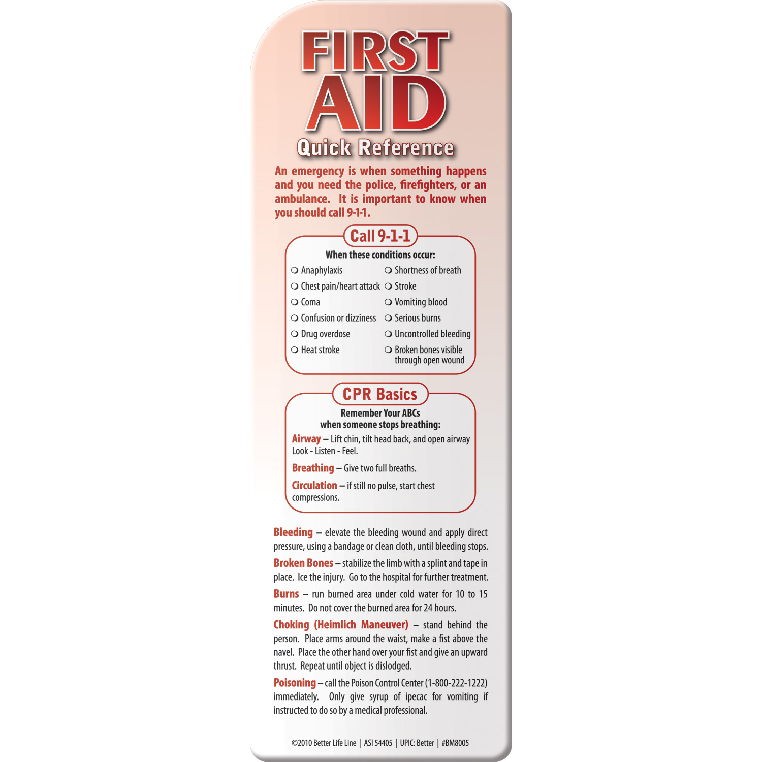 Bookmark - First Aid: Quick Reference 2