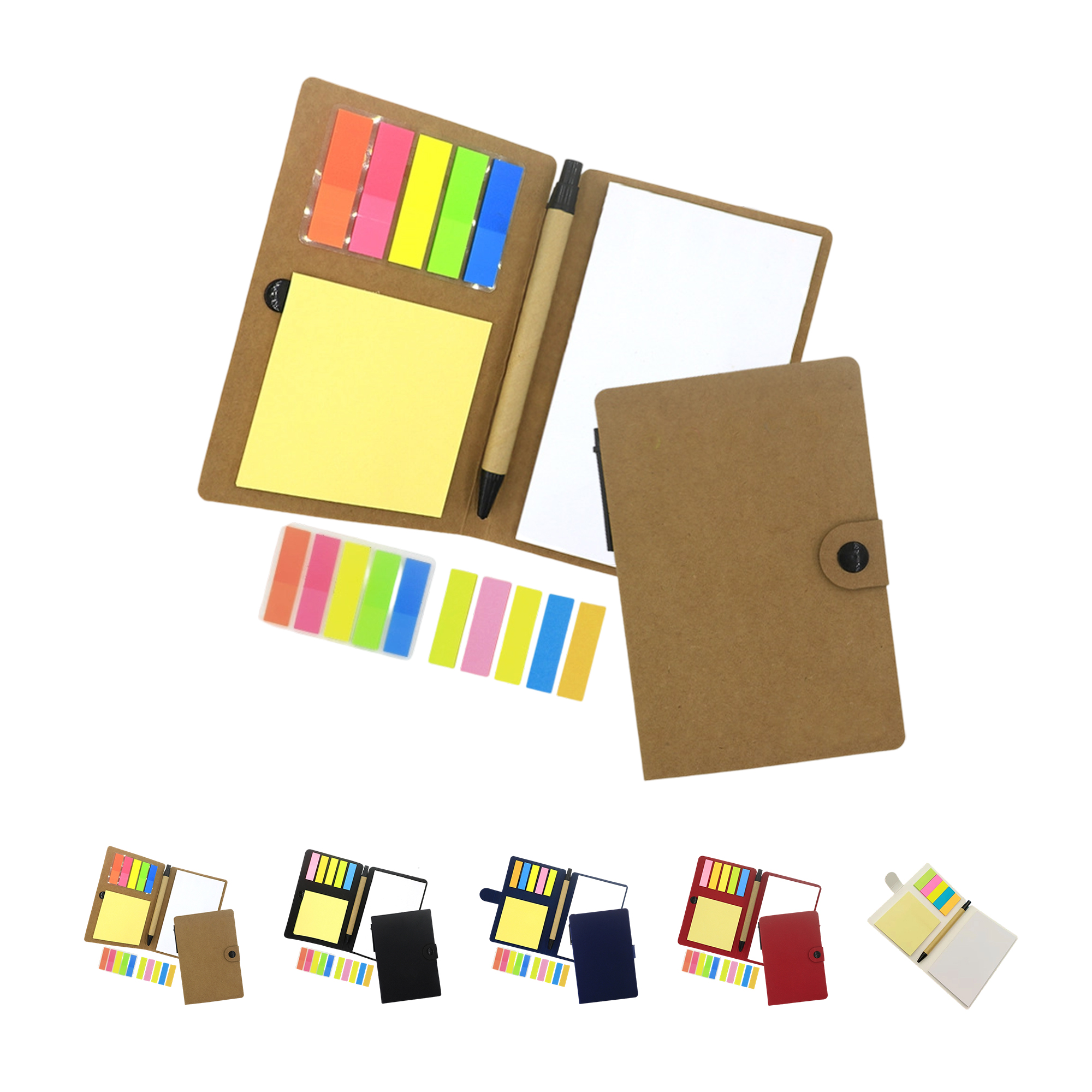 Kraft Paper Sticky Note Set With Ballpoint Pen 5