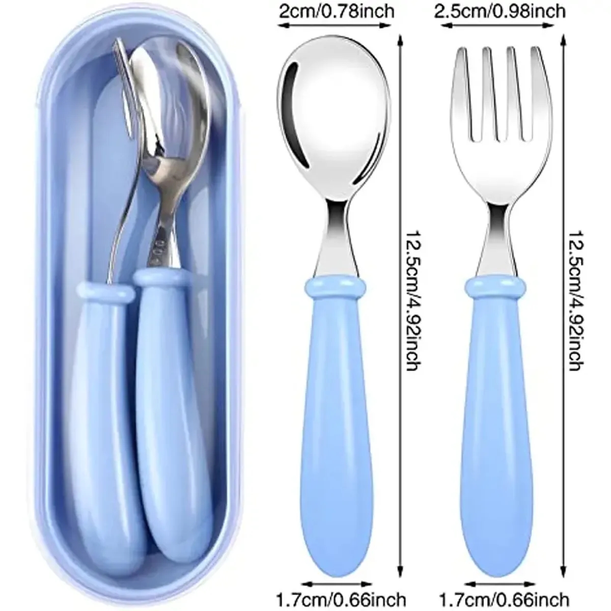 Baby Stainless Steel Cutlery Fork And Spoon Three Piece Set 4