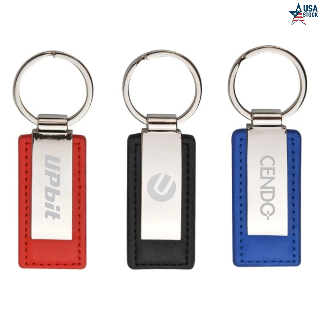 Custom Leatherette Metal Keychain 3