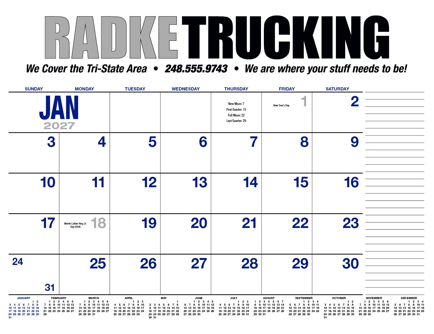 HotLine® Products 13-Month Desk Pad Calendar 94