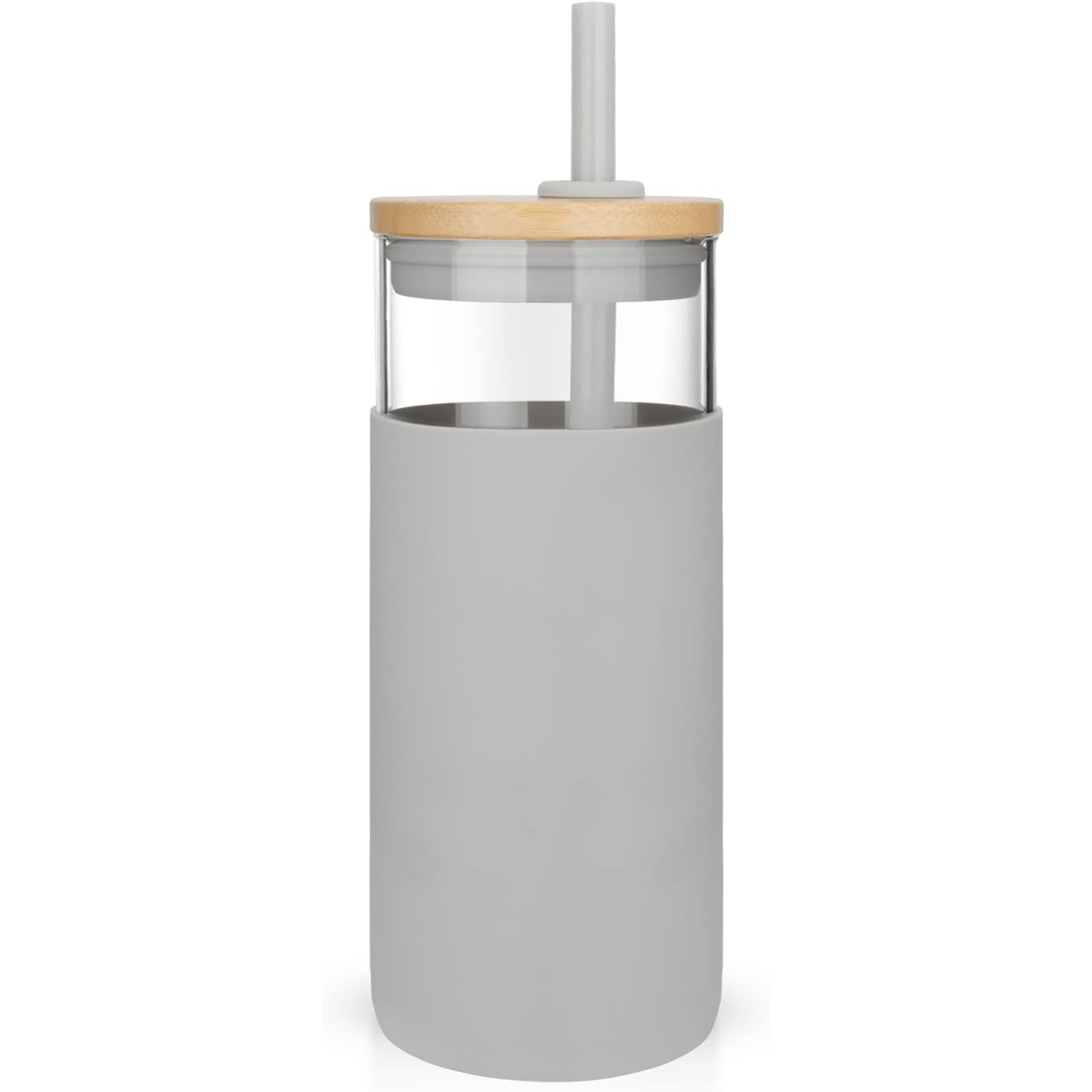 20 Oz Glass with Bamboo Lid and Straw 2
