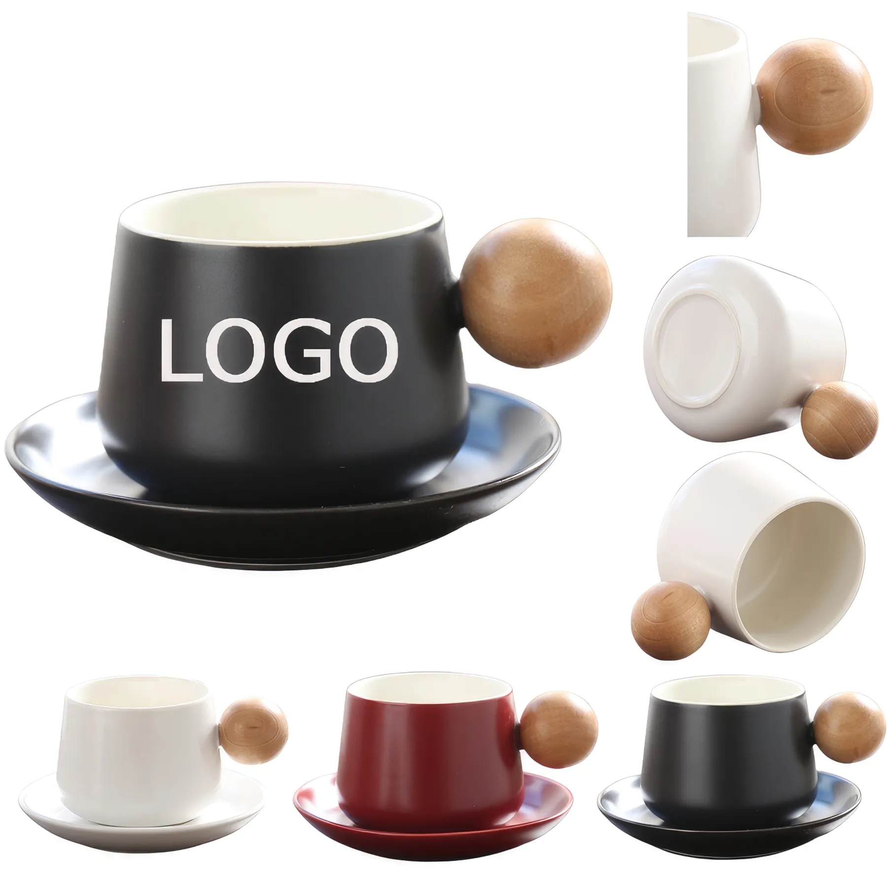 Ceramic Coffee Mug Saucer Set 2