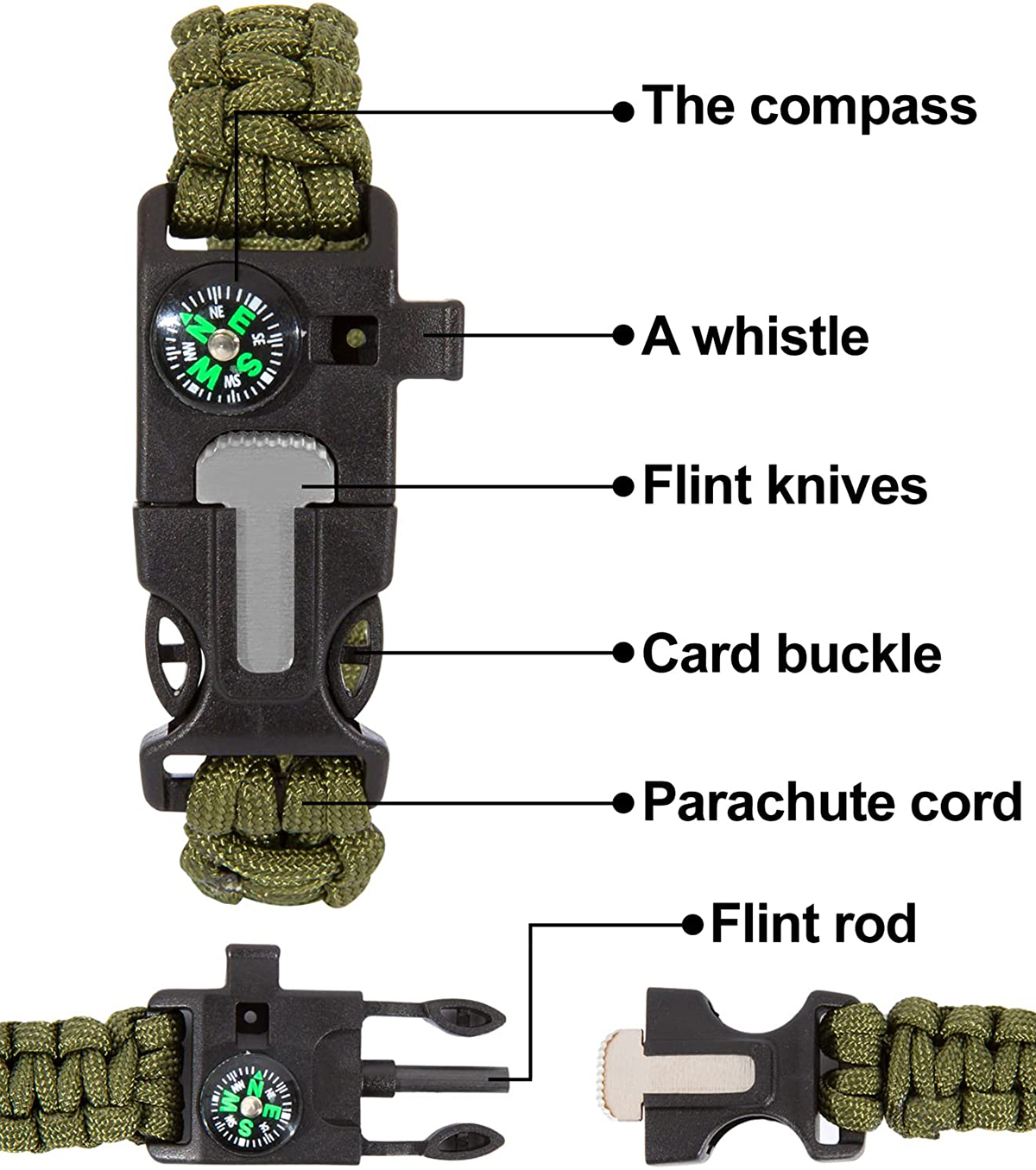 5 in 1 Paracord Bracelet Survival Gear 3