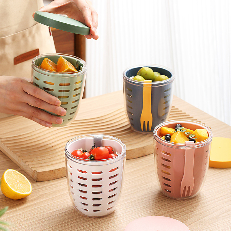 Customized double-layer draining fruit cup 5