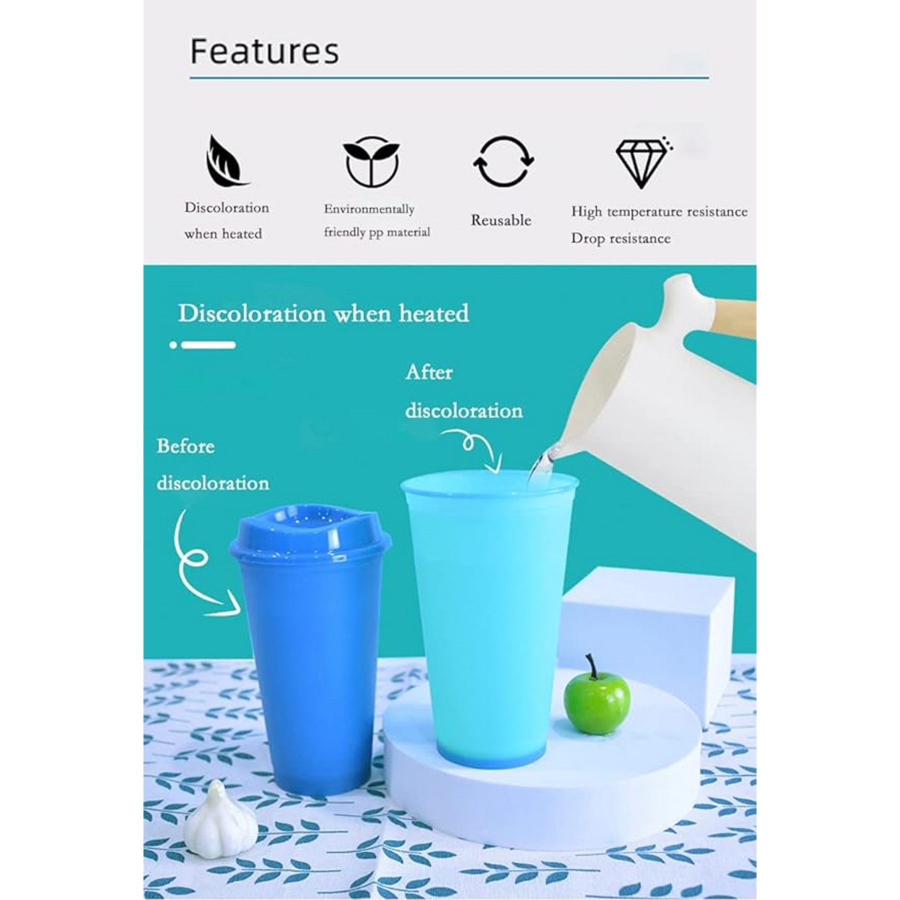 16Oz Pp Plastic Full Color Thermochromic Cup With Lid 3