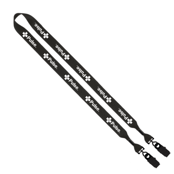 3/4" 2-Ended Polyester Lanyard with Metal Crimp & Metal Bulldog Clip 25
