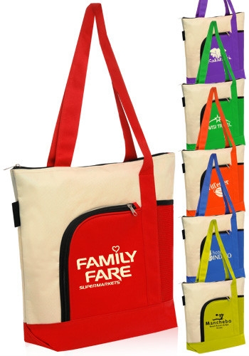 Zipper Poly Tote Bags - 14"W x 16"H 1