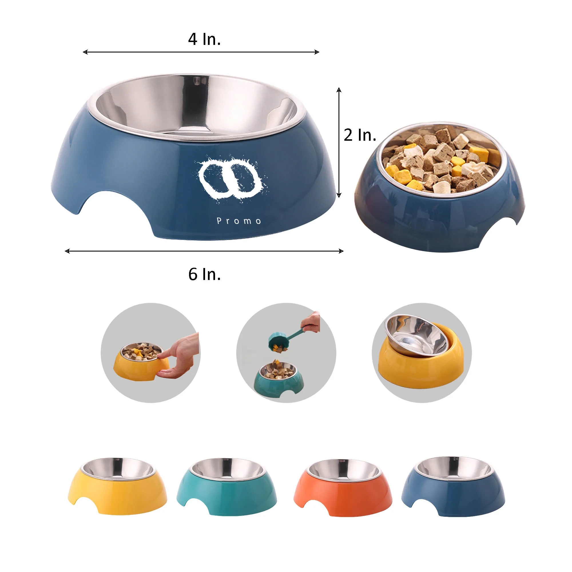 Stainless Steel Dog Bowl 6"L x 4"W x 2"H
