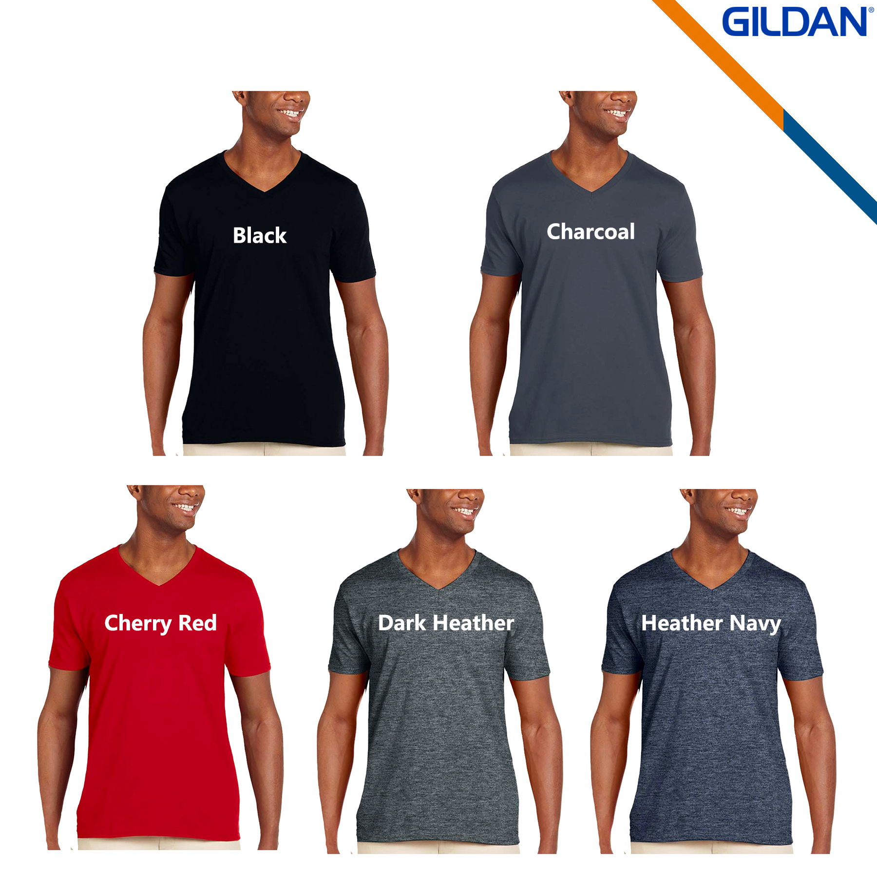 Gildan® 100% Preshrunk Cotton Adult Softstyle V-Neck T-shirts 2