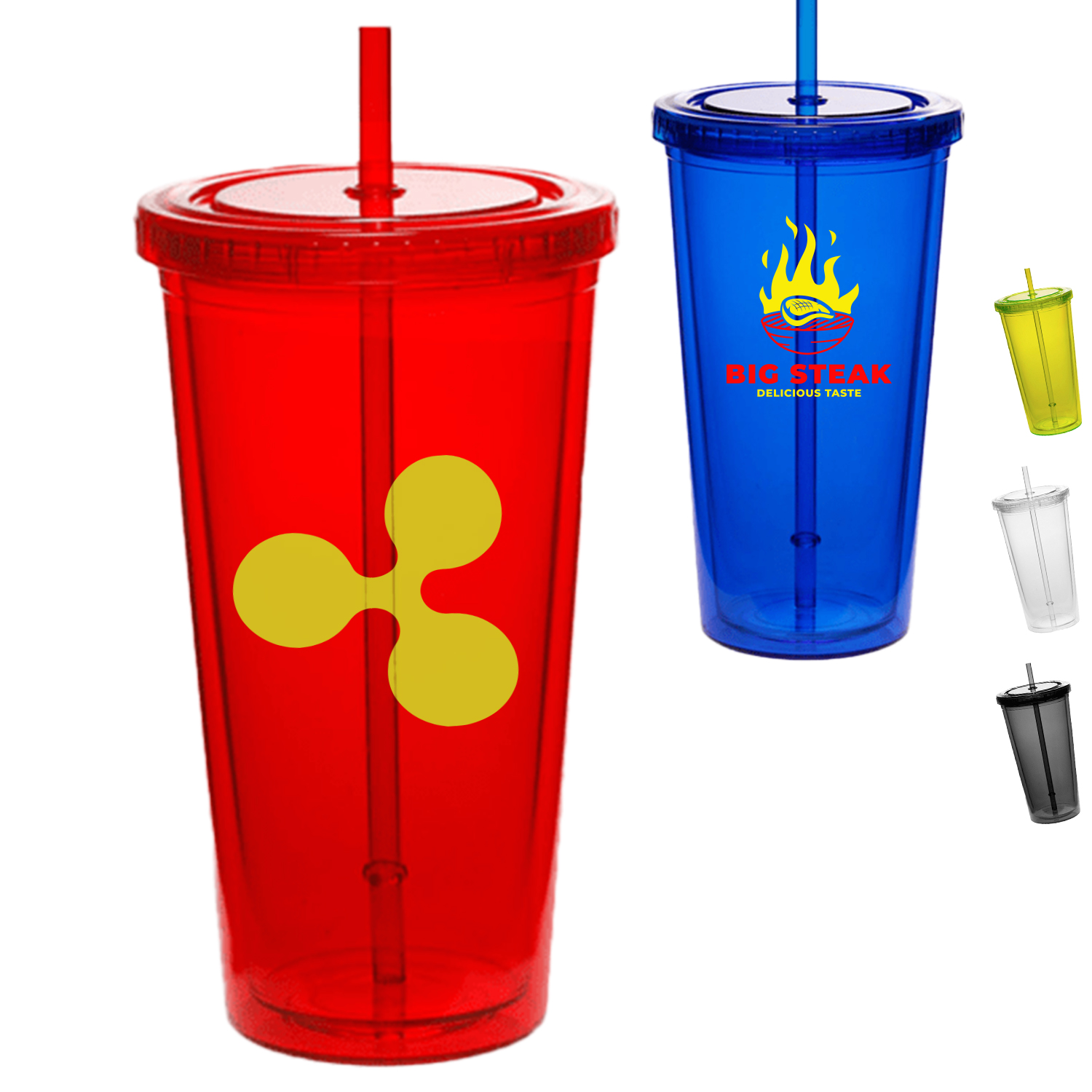 20 oz Acrylic Tumbler w/ Custom Logo & Matching Lid & Straw 1