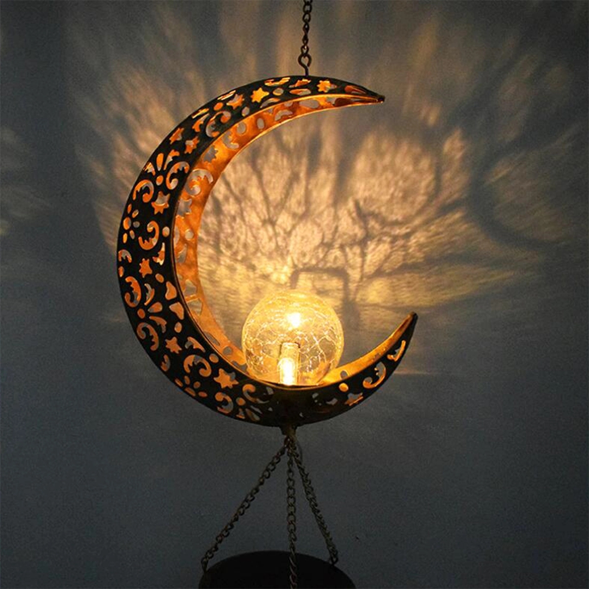 LED Lights Wind Chimes with Solar Moon Chandelier 8
