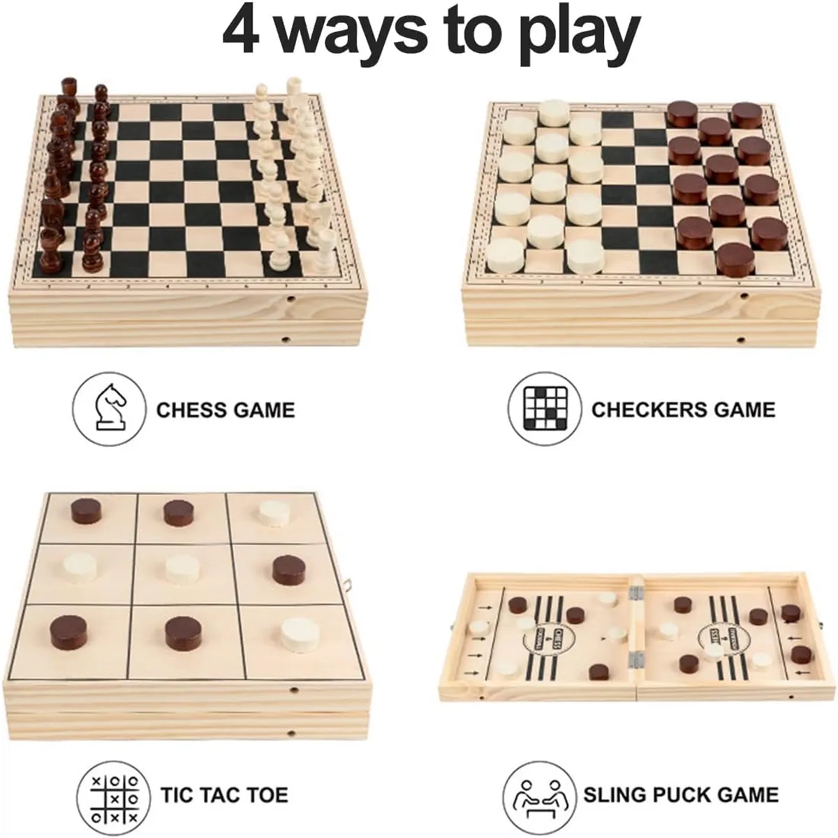 4 in 1 Sling Puck Interactive Chess Toy Board Table Game 2