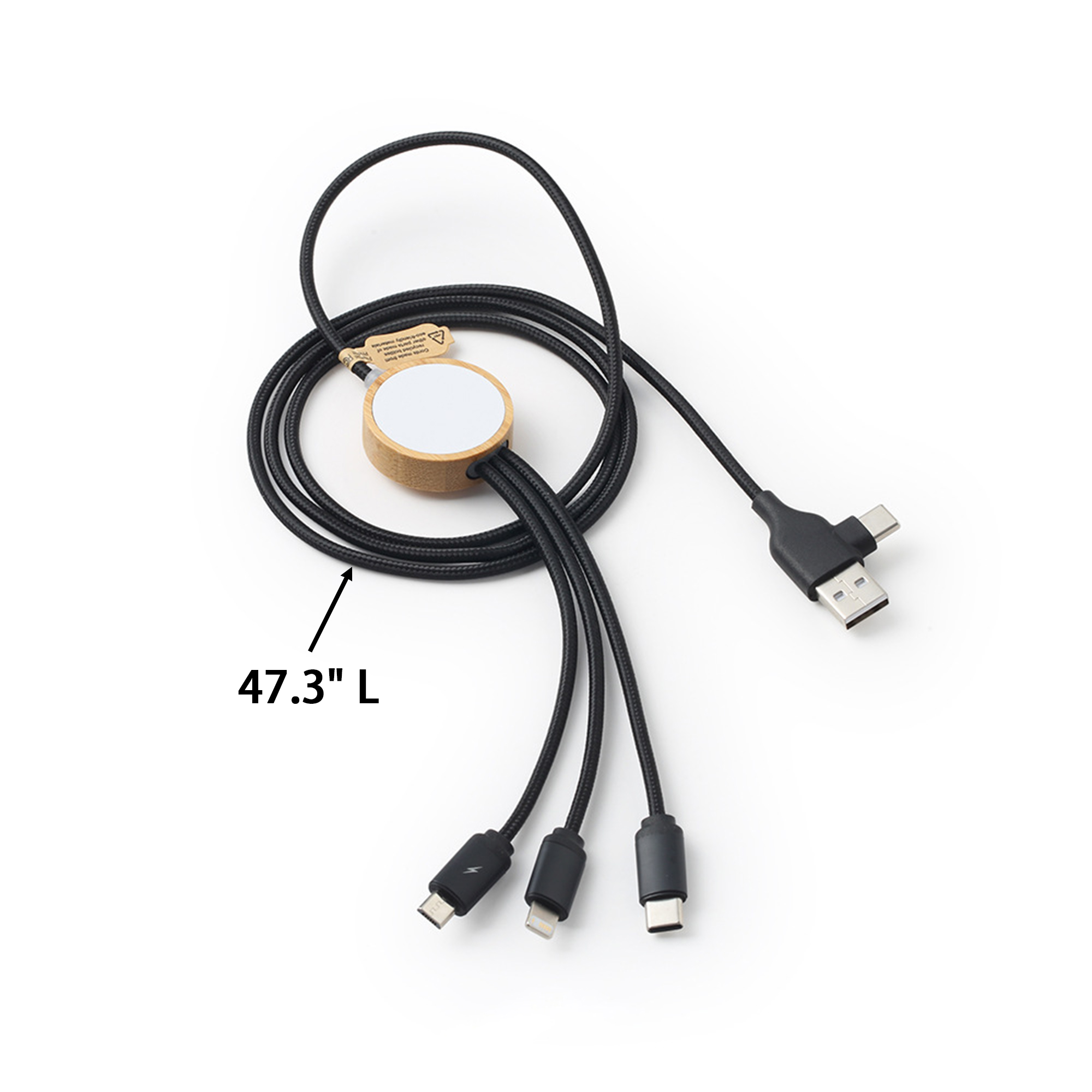 Six In One Light Up Bamboo Charging Cable 47.3" Length 3