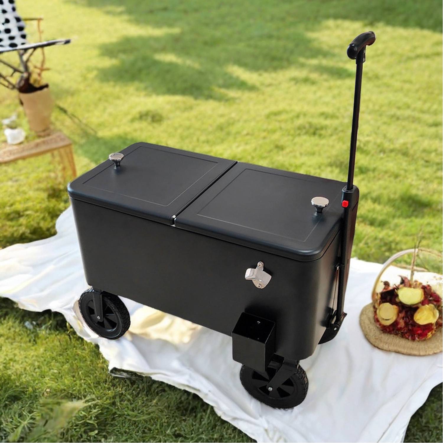 75L Outdoor Rolling Cooler w/ Extendable Handle 4