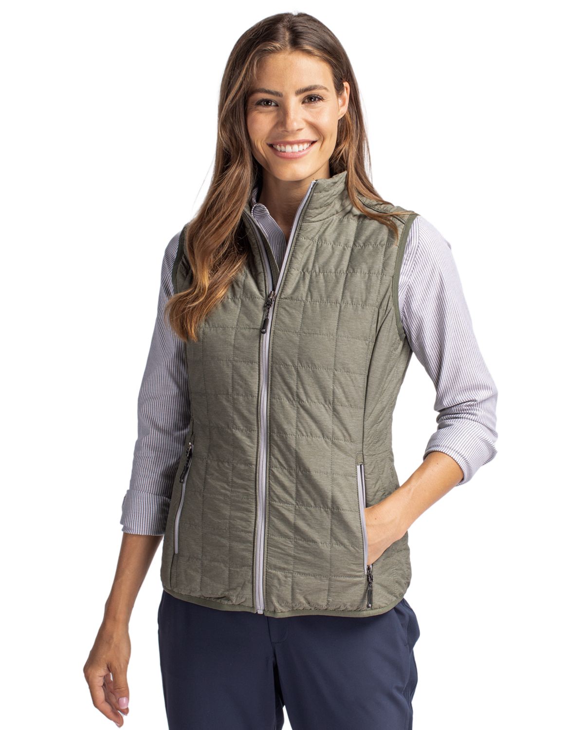 Cutter & Buck Rainier Recycled Insulated Puffer Womens Full Zip Vest 21