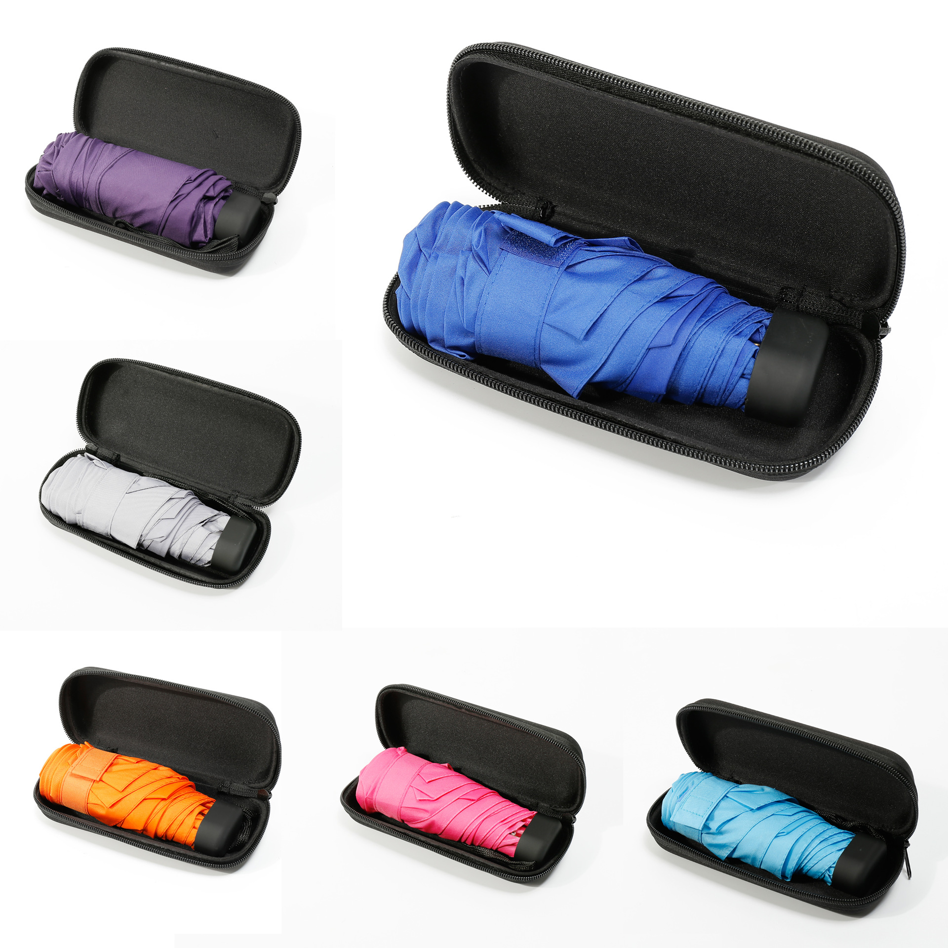 37" Arc Telescopic Folding Travel Umbrella With Eva Case 2