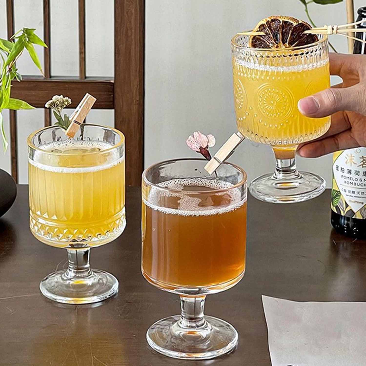 Vintage striped mulled wine glasses for cold drinks 5