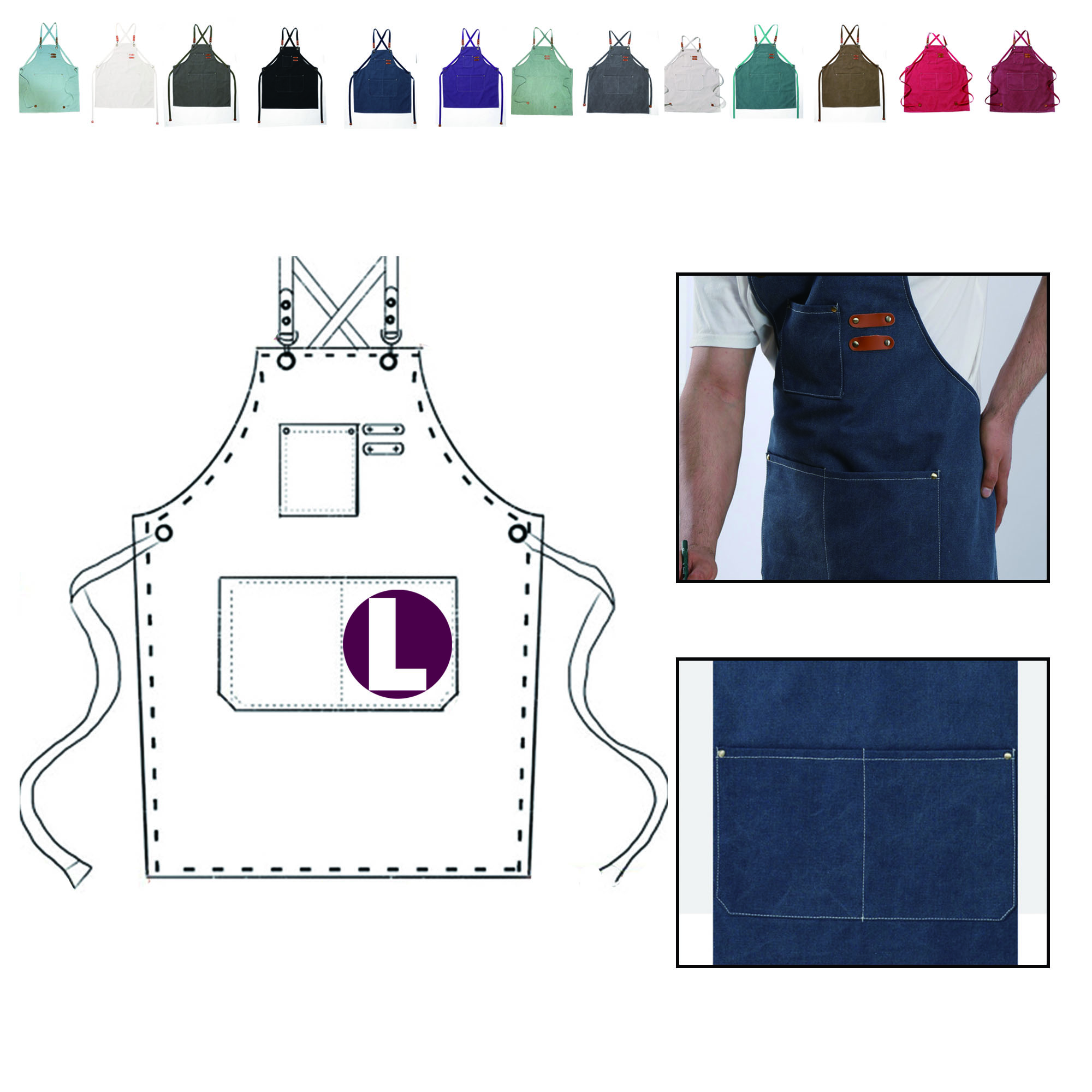 Canvas Work Apron Full Color MOQ 50 2