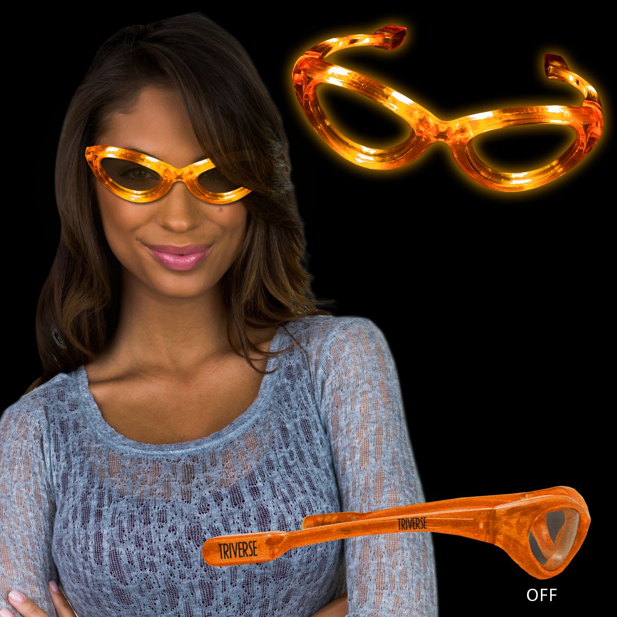 Orange Light Up Flashing LED Sunglasses 2