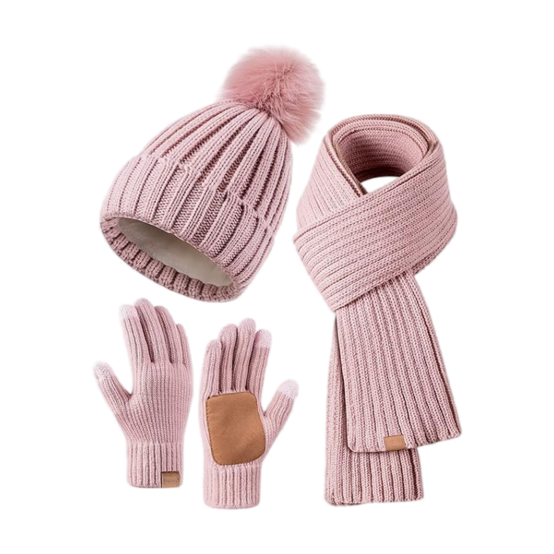 Polyester Adult Hat, Scarf, Gloves Three Piece Set 7