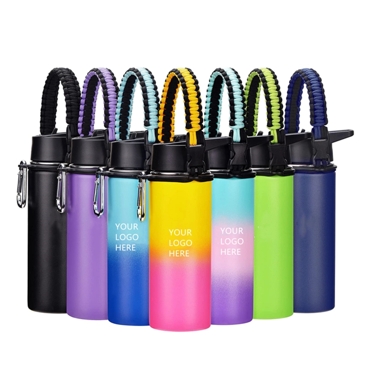 32 Oz Insulated Water Bottle With Straw Lid Paracord Handle, custom water bottle with logo imprint 3