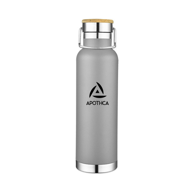 22 Oz. Double Wall Vacuum Bottle with Bamboo Lid, custom water bottle with logo imprint 4