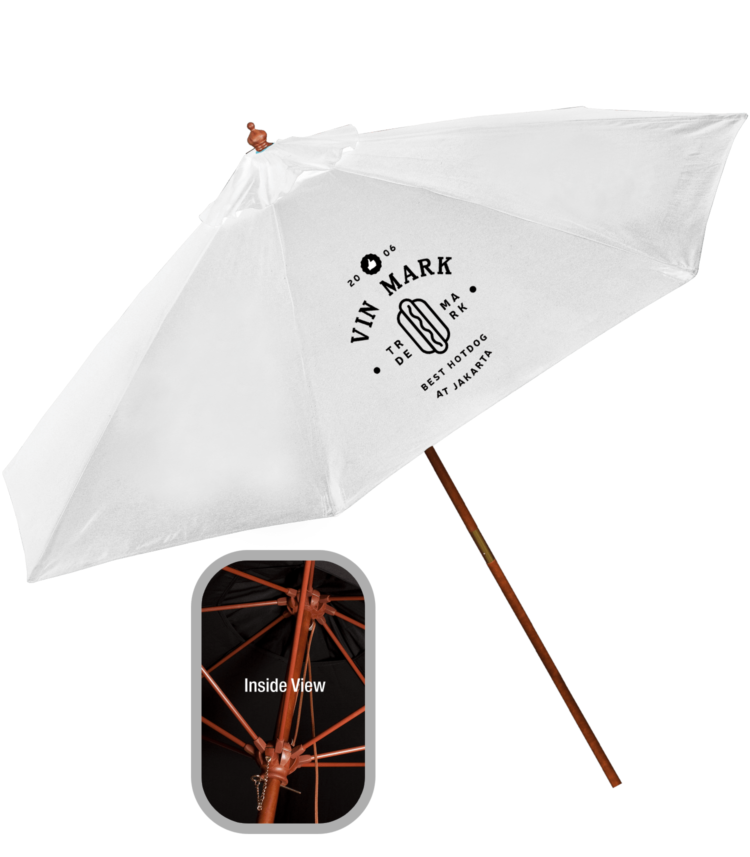 9' Wooden Polyester Market Umbrella 7