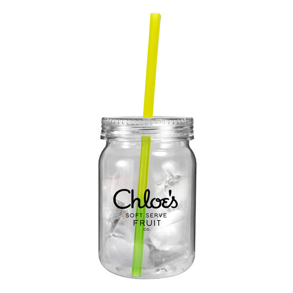 24 oz. Plastic Mason Jar with Mood™ Straw 9