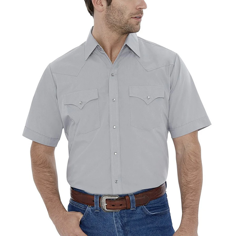 ELY Short Sleeve Solid Western Shirt 3