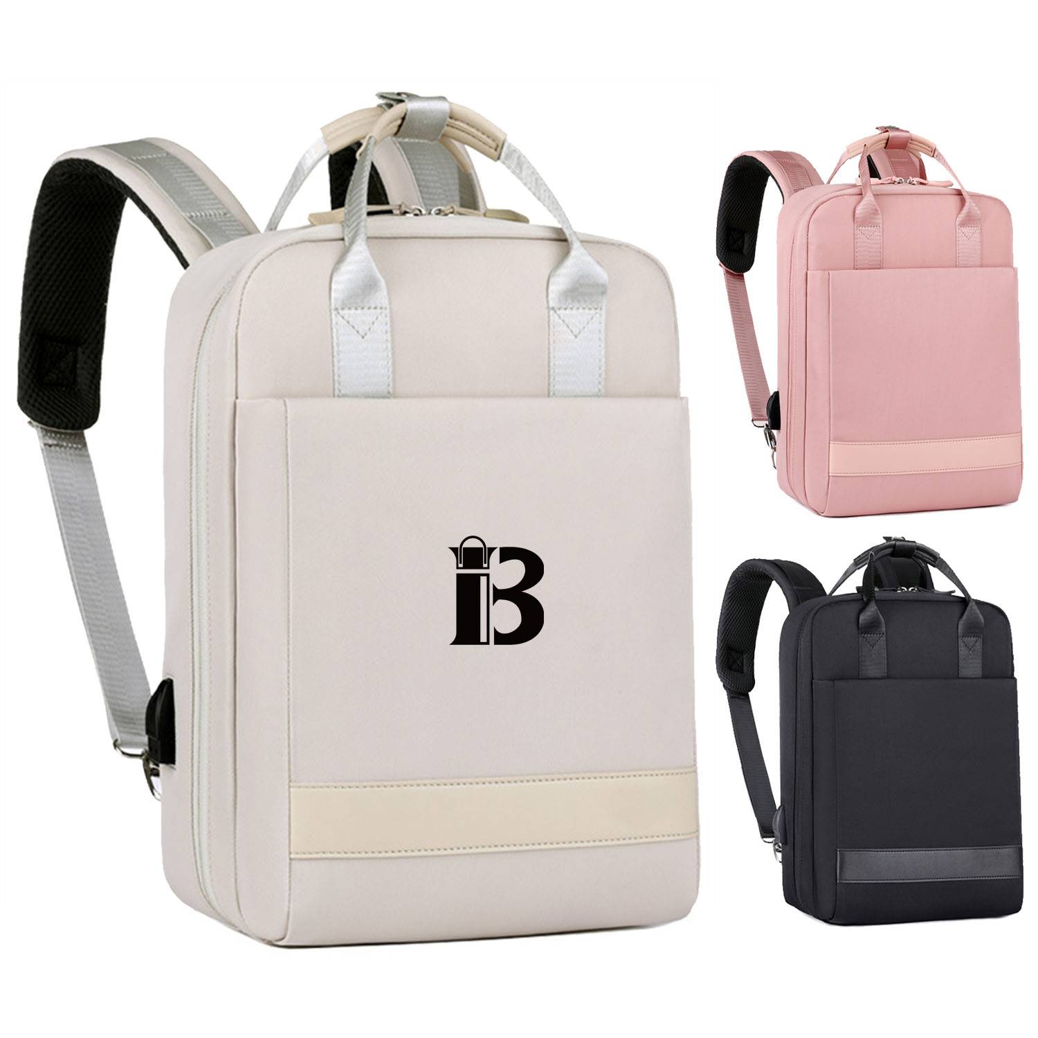 Leisure Computer Nylon Backpack With Usb Charging Port 2