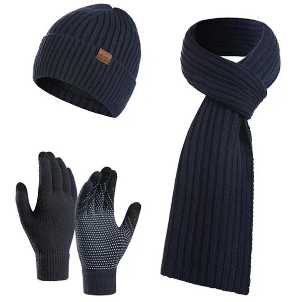 Winter Beanie Hat Scarf Touch Screen Gloves Set 3