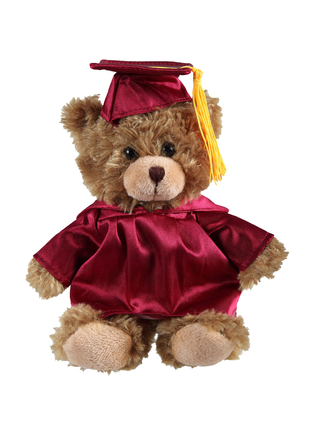soft plush Mocha Curly Sitting Bear  with graduation cap &gown 1