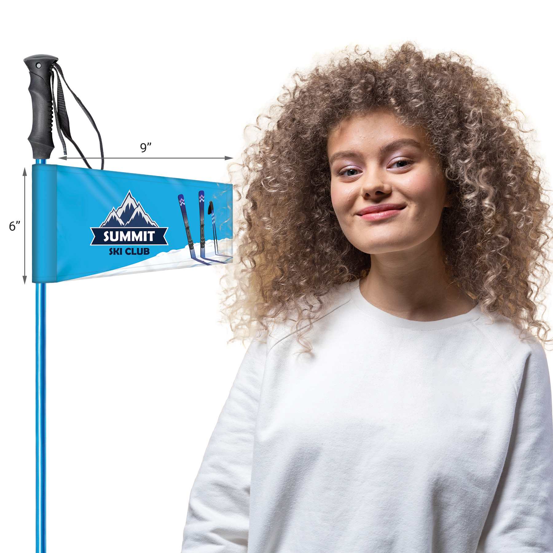 9" X 6" Double Sided Tapered Ski Pole Flag 14
