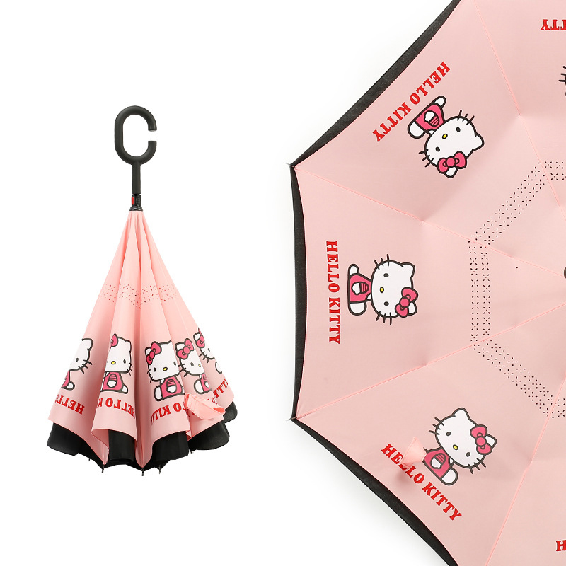 Cartoon Pattern Double Layer Reverse Umbrella with C-Shaped Handle 1