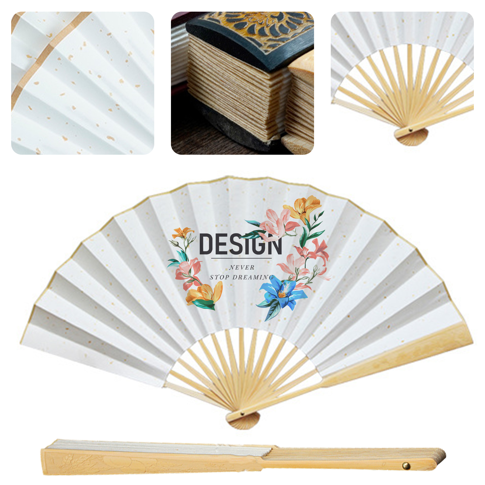 Large Paper Folding Hand Fan 2-Sided Full Color 2