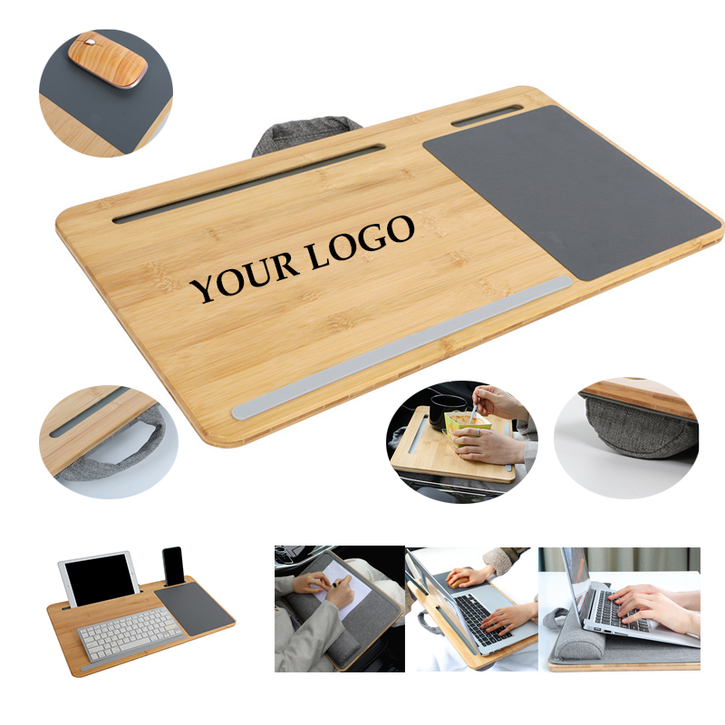 Bamboo Laptop Lap Desk Wiith Cushion Tablet Phone Slot Mouse Pad 4