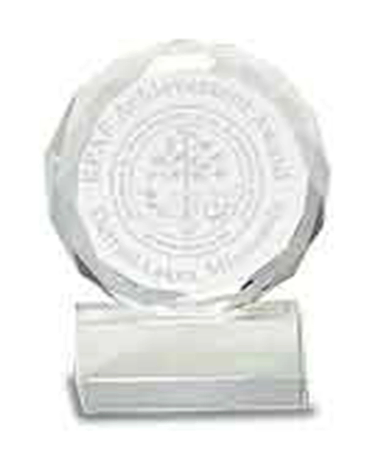 5" Round Facet Crystal Award On Clear Pedestal Base 1