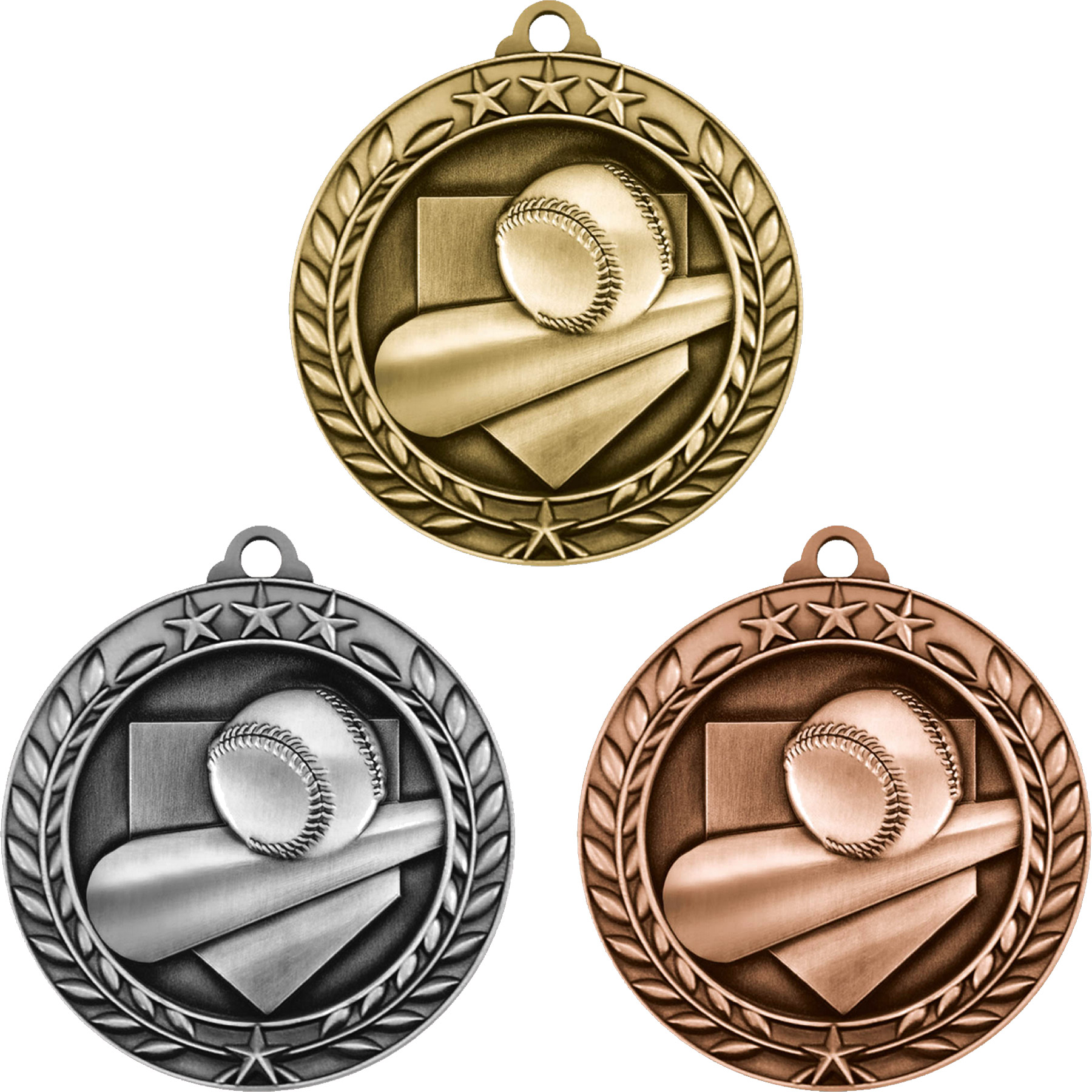 Stock Small Academic & Sports Laurel Medals: Baseball 1