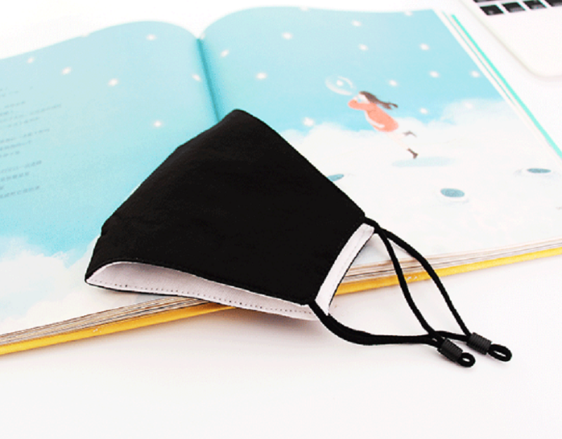 Kids Black Cotton Face Mask with Adjustable Ear Handles 2