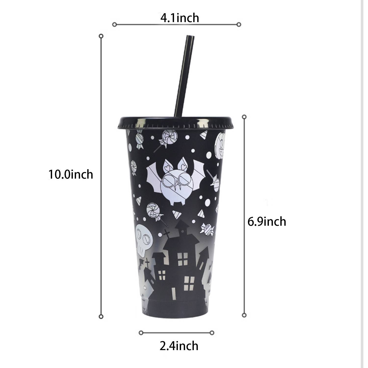 25oz Halloween Color-Changing Plastic Cups w/ Straw 4
