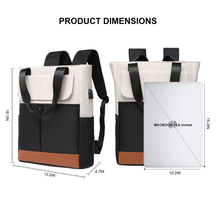2-In-1 Wide Top Open Laptop Backpack Tote Bag 4