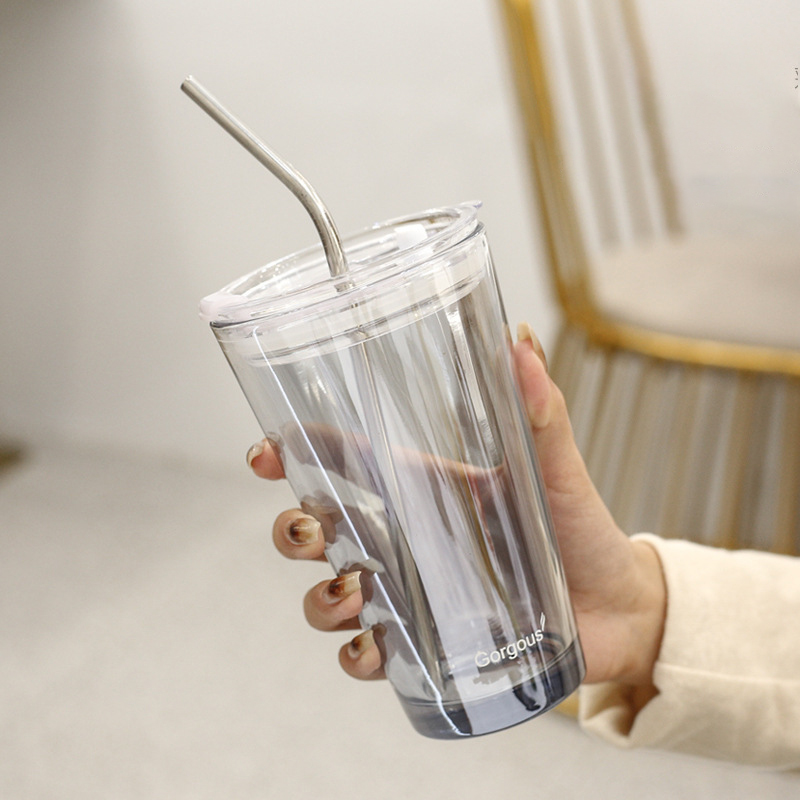 2 in 1 Heat Resistant Glass w/ Stainless Steel Straw 11