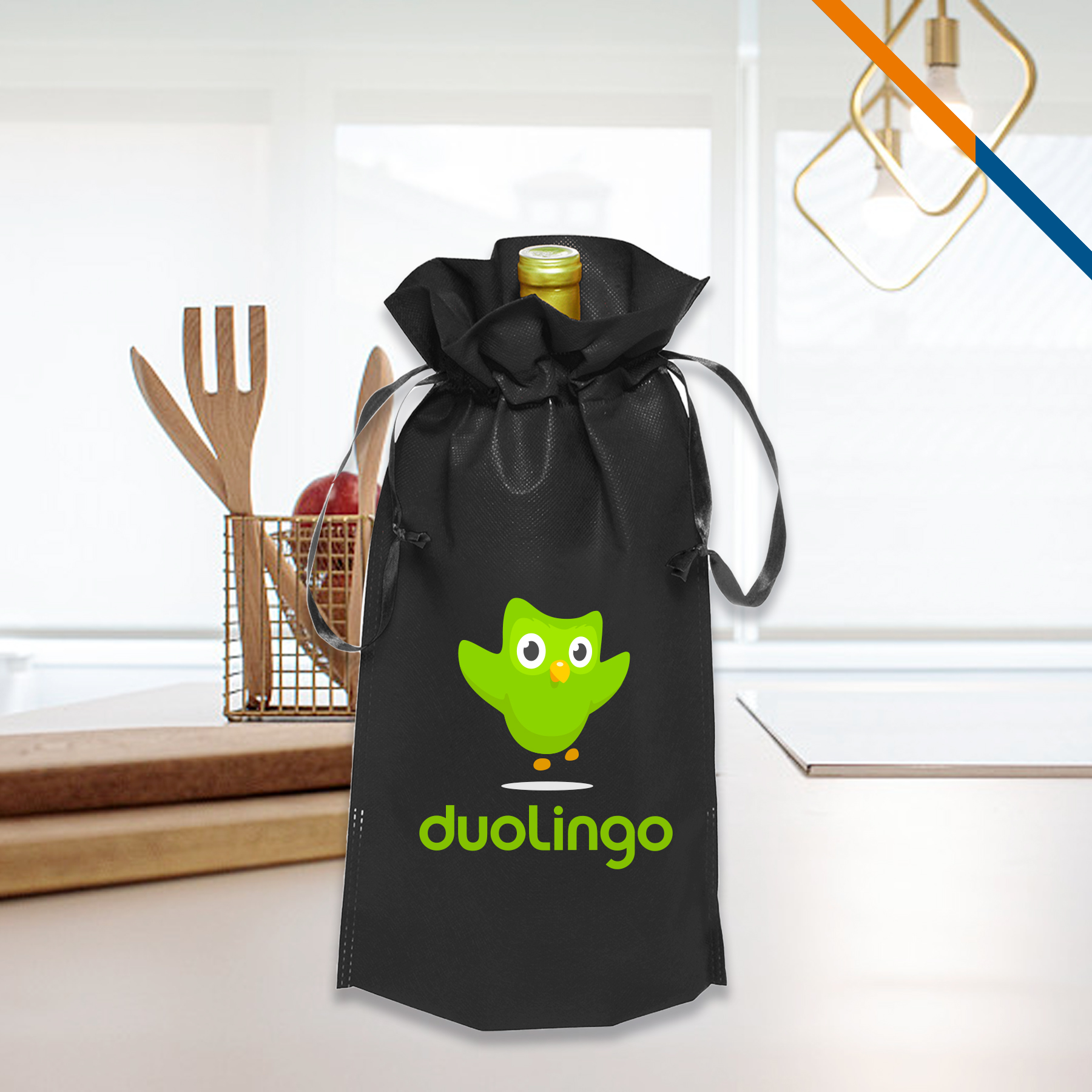 Plin Wine Bottle Drawstring Bag 2