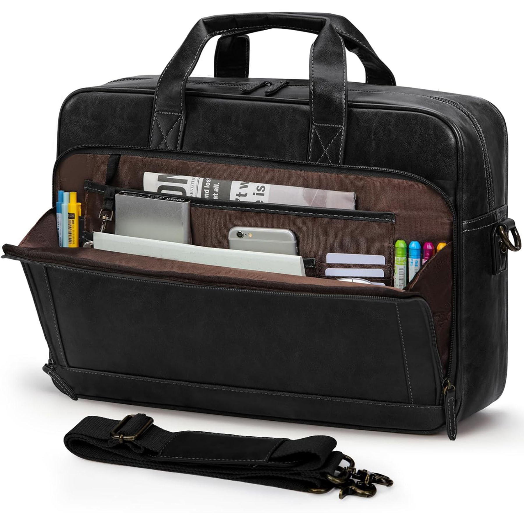 Leather Briefcase Laptop Bag 3